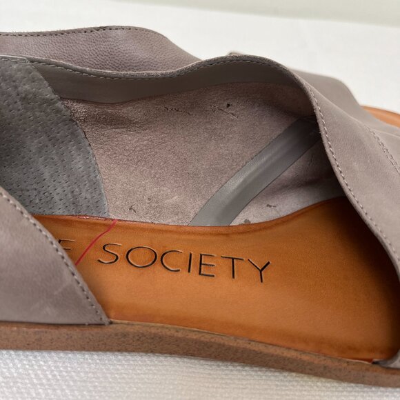 Sole Society Colvan Gray Cut Out Flats Sandals Open Toe Leather Shoe Women's 9 - Picture 5 of 12